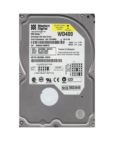 WD400BB-00CFC0 - Western Digital 40GB 7200RPM EIDE 2MB 3.5" HDD