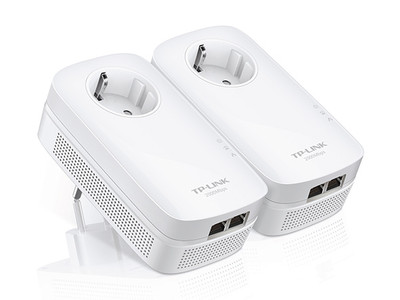 TP-Link TL-PA9020P AV2000 Powerline Starter Kit, 2-Port Gigabit Passthrough, compatible with home networking