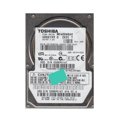 HDD2193D - TOSHIBA 40GB 5400RPM IDE 2.5" HDD