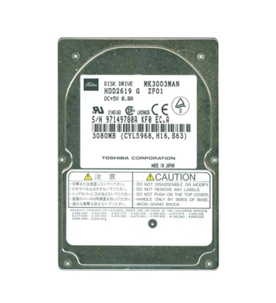 HDD2619 - TOSHIBA 3.08GB 4200RPM IDE 2.5" HDD