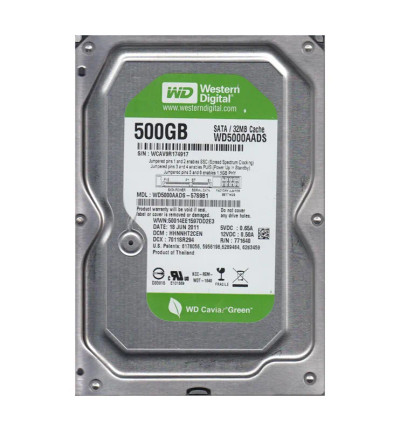 Western Digital Caviar Green 500GB SATA Hard Drive 7200RPM 3.5-Inch 32MB Cache - Compatible with Servers