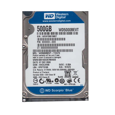WD5000BEVT-11ZAT0 - Western Digital 500GB SATA 5400RPM 2.5" HDD