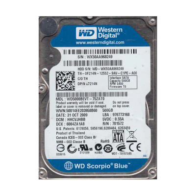 WD5000BEVT-75ZAT0 - Western Digital 500GB 5400RPM 2.5" SATA HDD