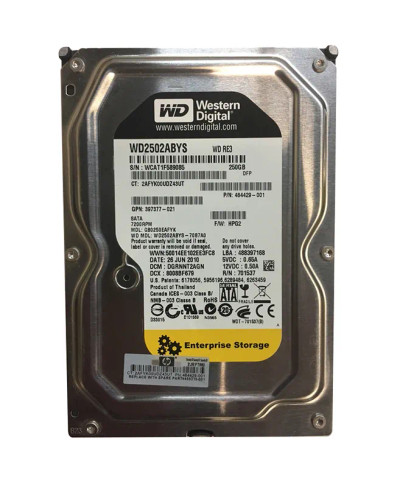 Western Digital RE3 250GB SATA Hard Drive 7200RPM 3.5-Inch - Compatible with RoHS - SKU: WD2502ABYS-70B7A0