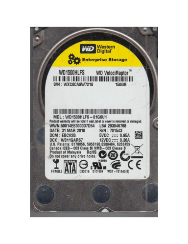 Western Digital VelociRaptor 150GB 10000RPM SATA 3Gb/s 16MB Cache 3.5-Inch Hard Drive for RoHS Compliance