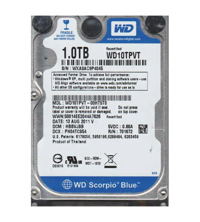 WD10TPVT-00HT5T0 - Western Digital 1TB 5200RPM SATA 8MB 2.5" HDD