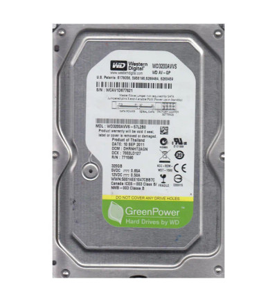 Western Digital AV-GP 320GB 5400RPM SATA 3Gb/s 8MB Cache CE 3.5-Inch Hard Drive mounted in a desktop computer