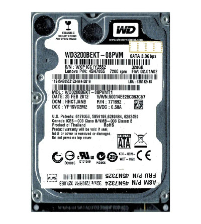 Western Digital Scorpio Black 320GB 7200RPM SATA 3Gb/s 2.5-Inch Hard Drive for laptops