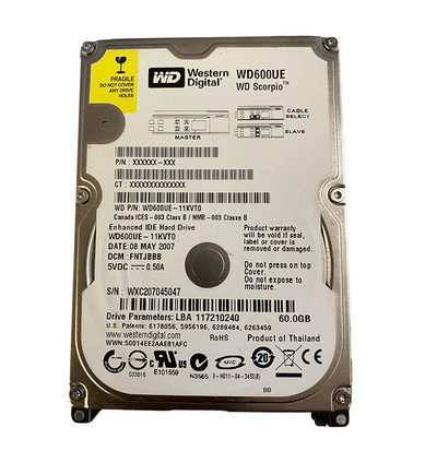 WD600UE-11KVT0 - Western Digital 60GB 5400RPM EIDE 2.5" HDD
