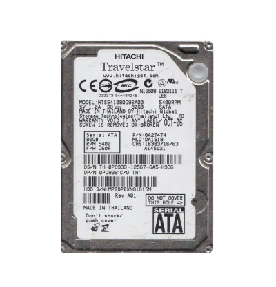 0A27474 - Hitachi 80GB 5400RPM SATA 8MB 2.5" HDD