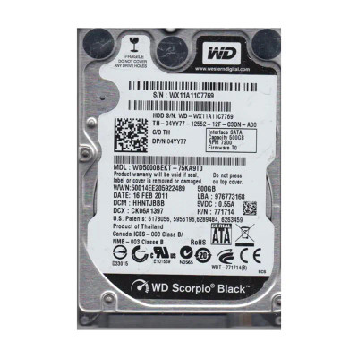 WD5000BEKT-75KA9T0 - Western Digital 500GB 7200RPM 2.5" SATA HDD