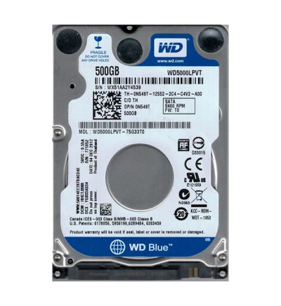 Western Digital Scorpio Blue 500GB SATA Hard Drive for Laptops - 5400RPM, 8MB Cache, 2.5-Inch