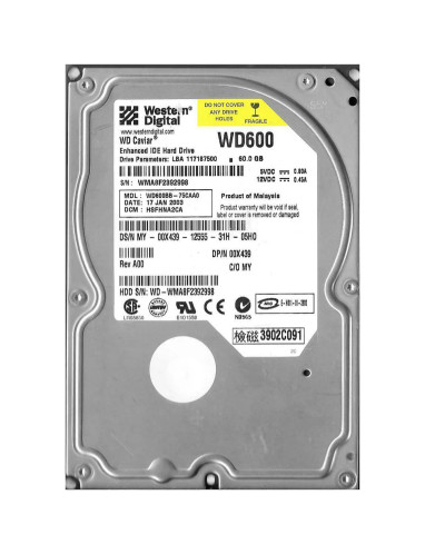 WD600BB-75CAA0 - Western Digital 60GB 7200RPM EIDE 2MB 3.5" HDD