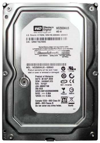 WD2500AVJS-63B6A0 - Western Digital 250GB 7200RPM SATA 3.5" HDD