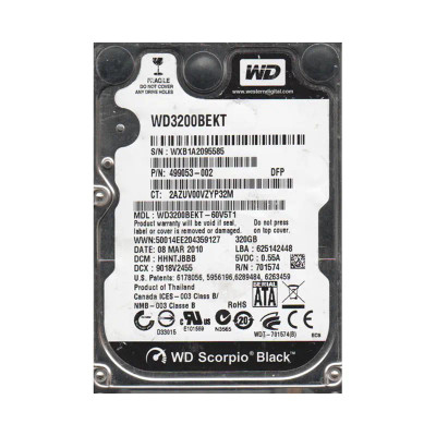 WD3200BEKT-60V5T1 - Western Digital Scorpio Black 320GB 7200RPM Hard Drive