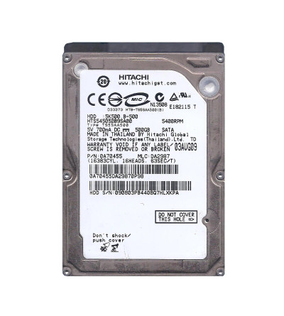 Hitachi Travelstar 5K500.B 500GB 5400RPM SATA 2.5 HDD for ProLiant DL360p Gen8 Servers