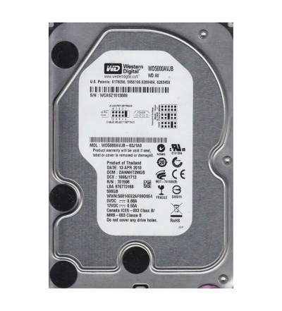 WD5000AVJB-63J1A0 - Western Digital 500GB 7200RPM PATA 3.5" HDD