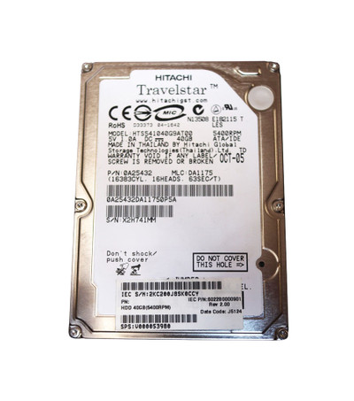 V000053980 - TOSHIBA 40GB 5400RPM IDE 2.5" HDD