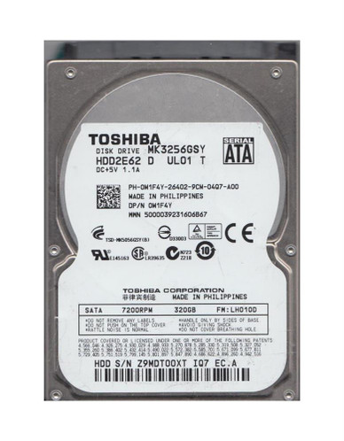 HDD2E62D - TOSHIBA 320GB 7200RPM SATA 16MB 2.5" HDD