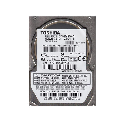 HDD2194 - TOSHIBA 60GB 5400RPM IDE ATA-100 16MB 2.5" HDD