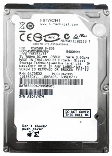 HCC545025B9A300 - HGST 250GB 5400RPM SATA 2.5" HDD