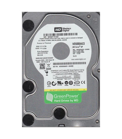 WD5000AACS-00G8B0 - Western Digital 500GB 7200RPM SATA 3.5" 16MB HDD