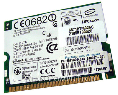 HP Mini PCI IEEE 11MBps 802.11b Wireless LAN Network Interface Card for ProLiant DL360p Gen8 servers