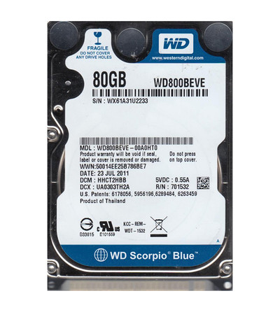 WD800BEVE-00A0HT0 - WD 80GB 5400RPM EIDE 2.5" HDD
