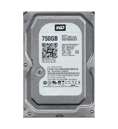 WD7500AZEX-00BN5A0 - Western Digital 750GB 7200RPM SATA 6Gb/s 64MB 3.5" HDD