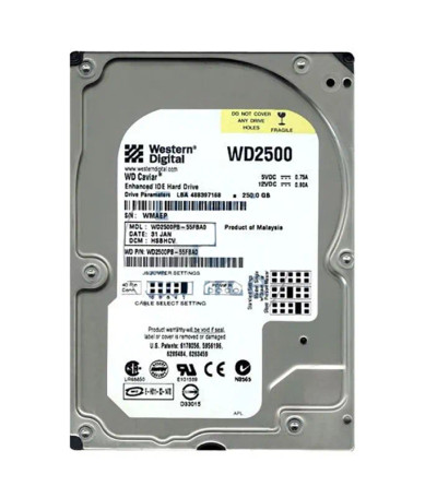 WD2500PB-55FBA0 - Western Digital 250GB 7200RPM EIDE 8MB 3.5" HDD