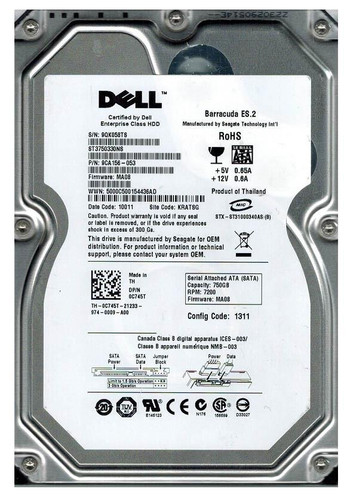 Dell 750GB SATA 3 Hard Drive 7200RPM 3.5-Inch for DW135 Servers