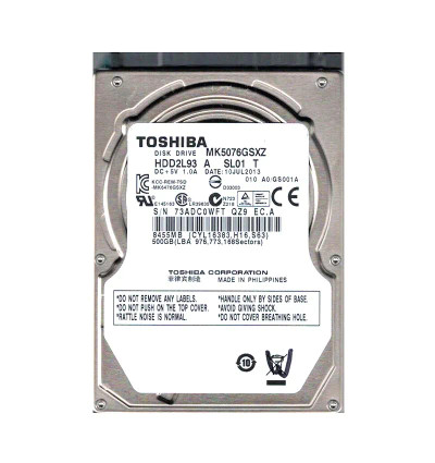 MK5076GSXZ - TOSHIBA 500GB 5400RPM SATA 2.5" HDD