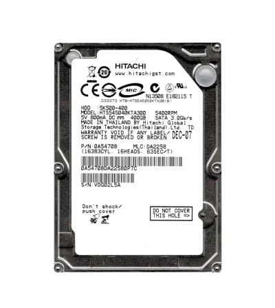 HTS545040KTA300 - Hitachi 400GB 5400RPM SATA 8MB 2.5" HDD