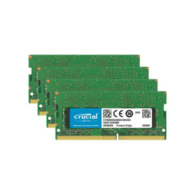 Crucial 64GB DDR4-2400MHz SoDimm Memory Kit for Laptop - 4x16GB Dual Rank, Non-ECC, CL17, 1.2V - Part Number: CT4K16G4