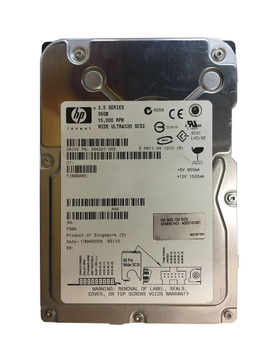 HP 36.4GB 15000RPM Ultra320 SCSI Hard Drive 403210-001 68-Pin 3.5 - Compatible with Servers