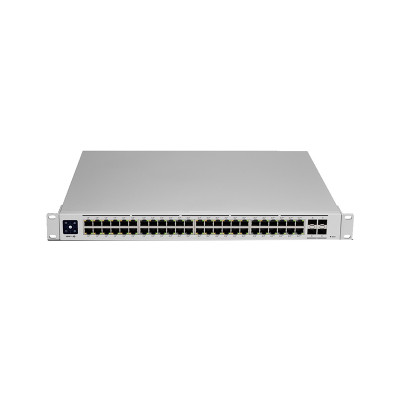 Ubiquiti Pro 48-Ports Gigabit Layer 3 Switch mounted in a server rack