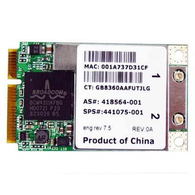 HP 54Mbps 2.4GHz Wireless Network Card for 6910p Laptop - Mini PCI Express - IEEE 802.11a/b/g/n - Part 441075-001