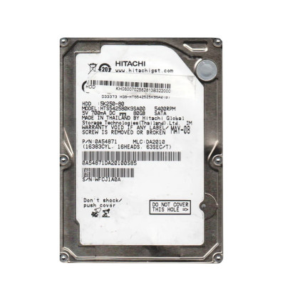 Hitachi Travelstar 5K250 80GB SATA Hard Drive for laptops - 2.5-inch 5400RPM 8MB Cache - Compatible with laptops