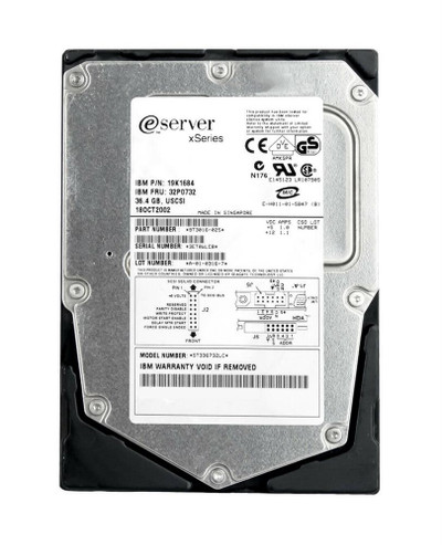 IBM 36.4GB 15000RPM Ultra320 SCSI 80-Pin Hot Swappable 3.5-Inch Hard Drive for Servers