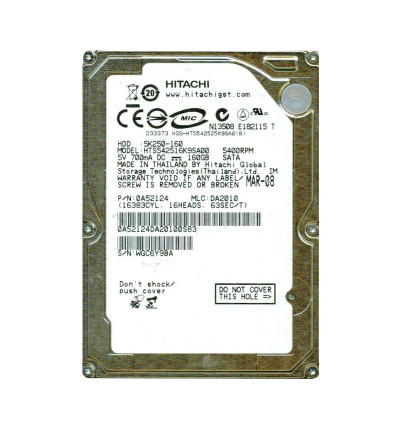 0A52124 - Hitachi 160GB 5400RPM SATA 8MB 2.5" HDD