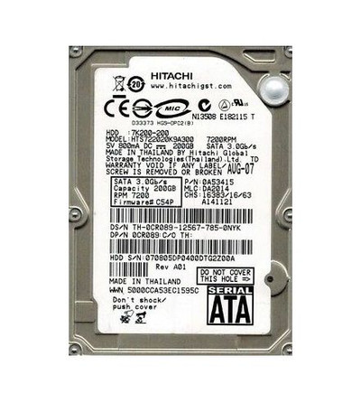 0A53415 - Hitachi 200GB 7200RPM SATA 3Gb/s 2.5" HDD