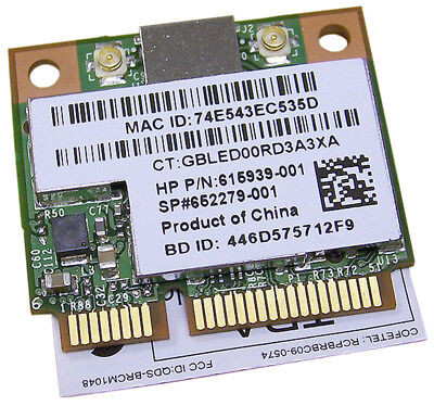 615939-001 - HP IEEE 802.11b/g/n Half Mini WLAN Wireless Network Adapter Card for Touchsmart