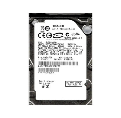 0A54708 - Hitachi 400GB 5400RPM SATA 3Gb/s 2.5" HDD