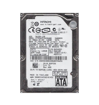 Hitachi 120GB 5400RPM SATA 2.5 Hard Drive 0A54893 for Travelstar - 8MB Cache, Compatible with SATA 1.5 Gbps Servers