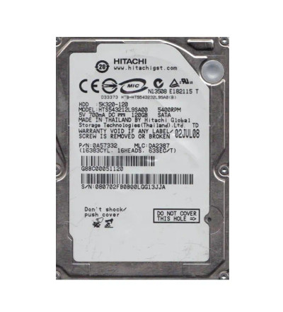 Hitachi Travelstar 5K320 Series 120GB 5400RPM SATA 1.5Gb/s 8MB Cache 512 2.5-inch Hard Drive for Laptops