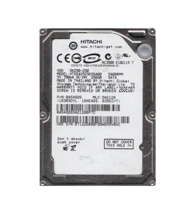 0A54926 - Hitachi 250GB 5400RPM SATA 2.5" HDD