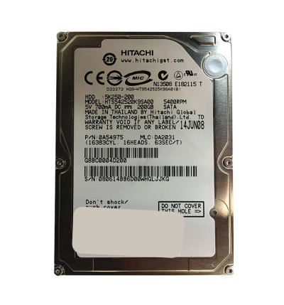 0A54975 - Hitachi 200GB 5400RPM SATA 8MB 2.5" HDD
