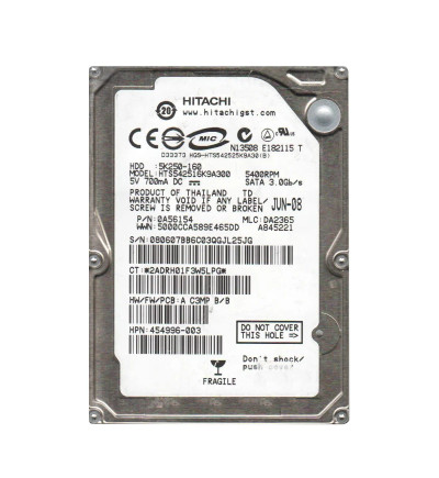 0A56154 - Hitachi 160GB 5400RPM SATA 3Gb/s 2.5" HDD