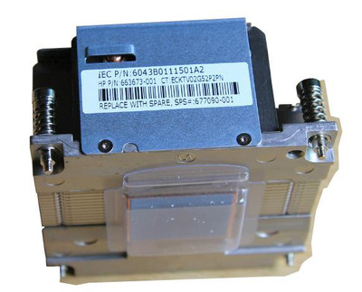 HP CPU heatsink assembly for ProLiant DL380e Gen8 server, part number 677090-001, compatible with server racks
