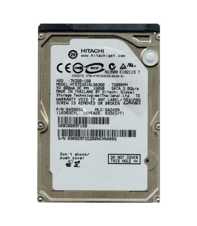 0A58933 - Hitachi 160GB 7200RPM SATA 3Gb/s 2.5" HDD